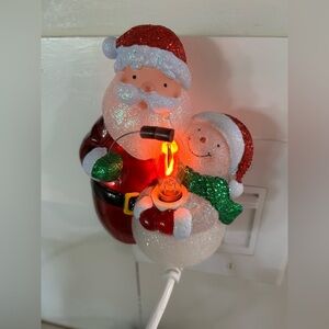 Christmas Santa Claus & Snowman Campfire Flicker Night Light